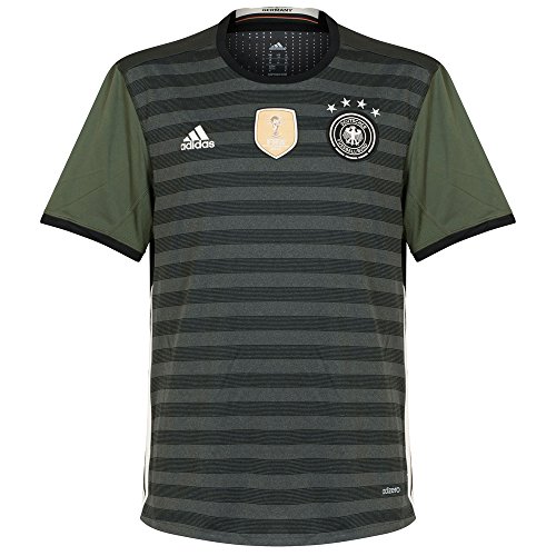 adidas Herren Kurzarm Auswärtstrikot UEFA EURO 2016 DFB Authentic, Dark Grey Heather/Off White/Base Green S15, L, AA0149