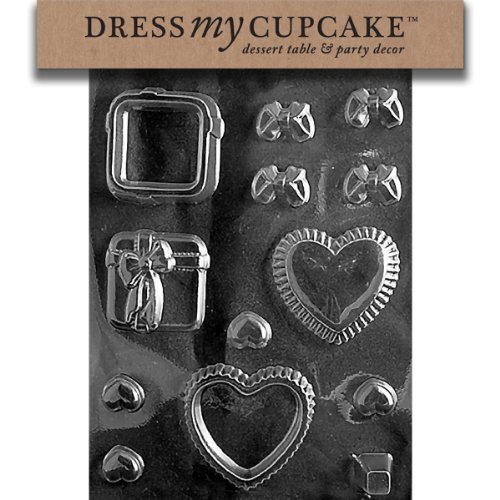 Dress My Cupcake DMCM186 Chocolate Candy Mold, Heart/Present Pour Box