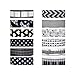 MOEUP 12pcs Black and White Washi Masking Tape Collage DIY (Mustern AFDR01)