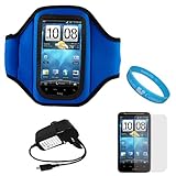 Blue Moisture Resistant Neoprene Sports Active Workout Armband with Adjusta ....