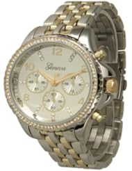 Geneva Two Tone CZ Chronograph 9083