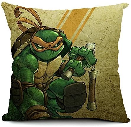 TFS Cotton Linen Leaning Cushion Covers Square 17.7"*17.7" Throw Pillow Case,Teenage Mutant Ninja Turtles cartoon movie 004