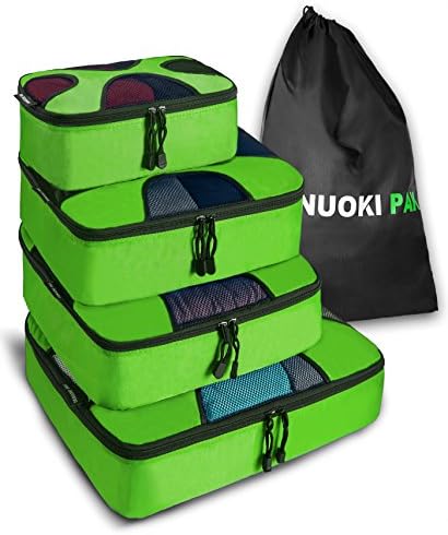 Yanuoki Versatile Packing Cubes Green 4 sets Travel Packing Organizers Included a Free Shoes Bag