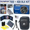 Olympus Stylus 7000 12MP Digital Camera (Blue) + 4GB Deluxe Accessory Kit