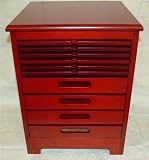 Wooden games armoire in cherry finish with 6 pull out games boards
