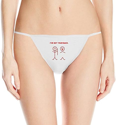 AM Lin's Comfortable Stick Figures I Got Your Back Red Sexy Panties For Womens White Size Small