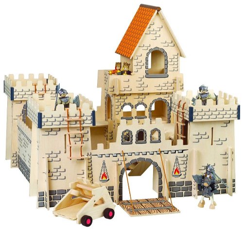 Wanju 841187 - Holz Ritterburg mit Zubehör 62 x 63 x 53 cm
