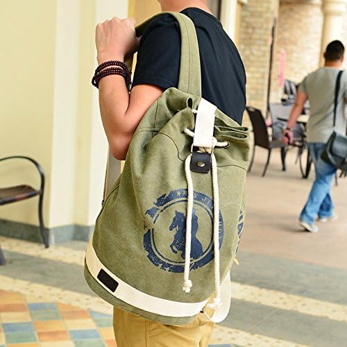 Ecokaki(TM) Vintage Retro Canvas Backpack School Bag Travel Climbing Camping Hiking Rucksack Daypack, Army Green