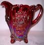 Red Carnival Glass Dahlia Footed Lemonade Pitcher