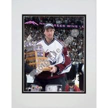 Patrick Roy, Colorado Avalanche "With The Conn Smythe Trophy 6/9/01" Double Matted 8" X 10" Photogr