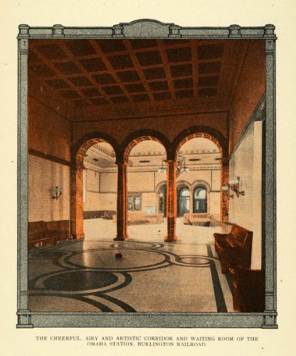 1909 Print Omaha Train Station Art Deco Architecture - Original Color Print