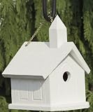 Amish Country Handmade Wood Painted Church Birdhouse. Enhance the Beauty of Your Home and Garden Decor with This Rustic, Primitive, Wooden Birdhouse. It Will Delight Every Bird Lover in Your Family. The Base Is 5 3/4" W X 8 3/4"d. It Is 11 1/2" From the Base to the Top of the Steeple.
