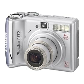 Canon PowerShot A550 Digital Camera - Silver (7.0MP, 4x Optical Zoom) 2.0" LCD
