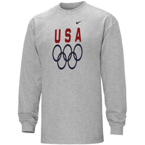 Nike Team USA Olympics Youth Ash 5 Rings Long Sleeve Tshirt