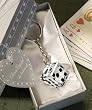 Set of 48 Las Vegas themed Chrome Keychain with Crystal Dice