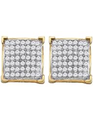 10K Yellow Gold 0.33CT White Diamond Pillow Micro-Pave Earring