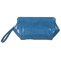 NYC by Perlina Framed Python Clutch with Zipper - Cobalt