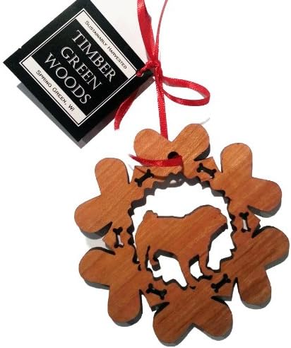 Custom Pug Laser Cut Wooden Dog Bone Snowflake - Sustainable Cherry Wood