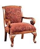 Powell Hopewell Damask Upholstery Accent Chair, Fruitwood Finish
