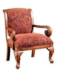 Powell Hopewell Damask Upholstery Accent Chair, Fruitwood Finish