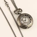 New Ladies Silvered Stainless Steel Case White Dial Necklace Pendant Quartz Pocket Watch