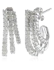 10k White Gold Diamond Hoop Earrings (3/4 cttw, I-J Color, I2-I3 Clarity))