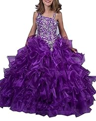 Girls Lace-Up Floor Length  Organza  Ball Gown Flower-Girl Dress/Pageant Dress 