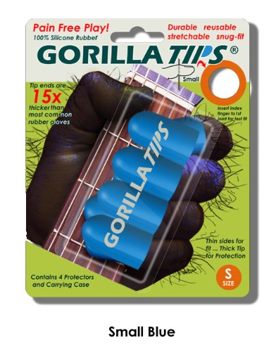 Small Blue GORILLA TIPS fingertip guards/protectors for Guitar, Banjo, mandolin, etc.