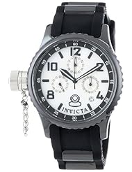 Invicta Womens 1820 Russian Diver White Mother-Of-Pearl Dial Black Polyurethane Watch