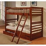 Twin Size Bunk Bed with Storage Drawers in Cherry Oak Finish