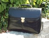Black Calfskin Leather Legal Size Briefcase