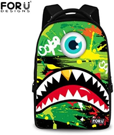 Fashion Shark Tooth Women'S Backpacks Graffiti Outdoor Travel Bagpack - CA4525Q