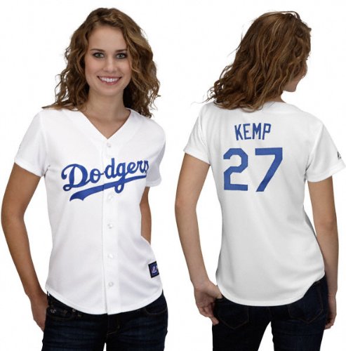 MLB Women's Los Angeles Dodgers Matt Kemp White Home Short Sleeve 5 Button Synthetic Replica Baseball Jersey Spring 2012  (White, Medium)