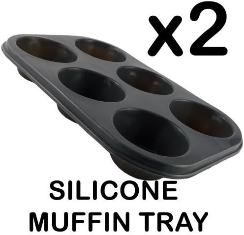Silicone Two 6 Cup Muffin Pan Tray with FREE Kitchen 2 Scissor Set