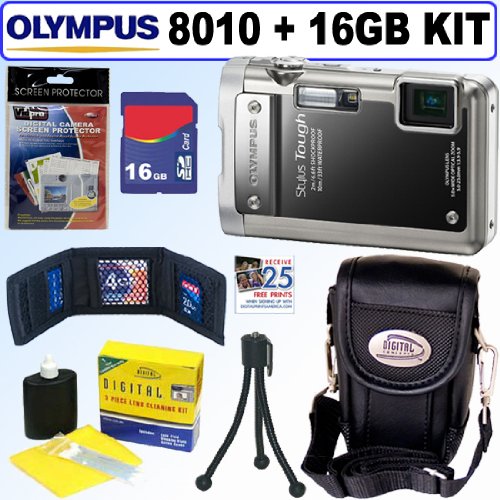 Olympus Stylus Tough 8010 14MP Digital Camera Black + 16GB Accessory Kit
