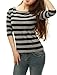 Allegra K Women's Elbow Sleeves Top Round Neck Slim Fit Tee Casual Printed T-Shirt X-Large Black