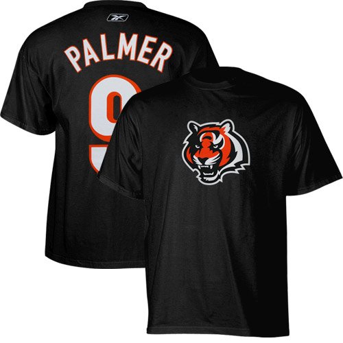 Reebok Cincinnati Bengals #9 Carson Palmer Black Scrimmage Gear T-shirt (Medium)