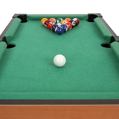 Imagen 2 de Jago - Mini mesa de billar móvil con accesorios (16 bolas, triángulo, 2 tacos y 2 tizas) - aprox. 70/37/21 cm