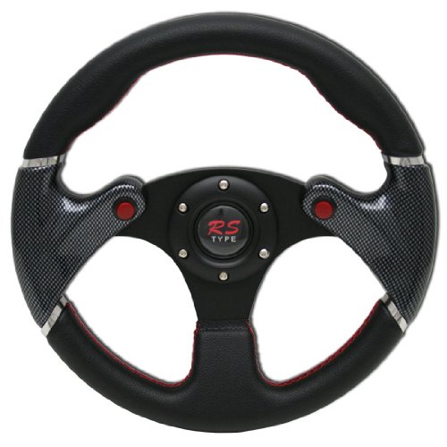 UNIVERSAL 320mm STEERING WHEEL CARBON FIBER HANDLE 2 BUTTONS