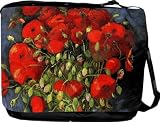 Van Gogh Art Red Poppies Messenger Bag - Book Bag - School Bag - Reporter Bag ***with matching Neoprene Pencil Case*** -School Bag - Reporter Bag - Unisex - Ideal Gift for all occassions!