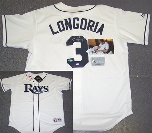 Evan Longoria Autographed/Hand Signed Tamp Bay Rays 2008 World Series Authentic White Jersey