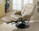 Modern Style Taught Pulled Bone Leatherette Fabric Cushion Swivel Recliner with Tilt Back Function