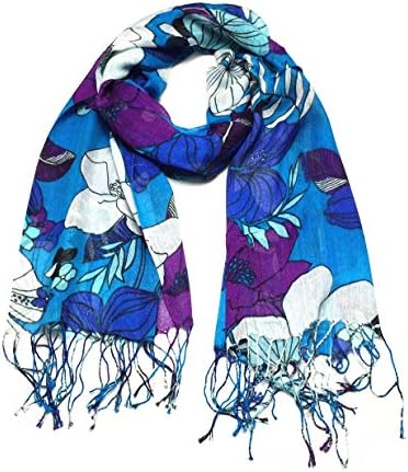 Women's Long Chiffon Scarf Wraps Shawl Stole Soft Scarves (F10-blue/purple)