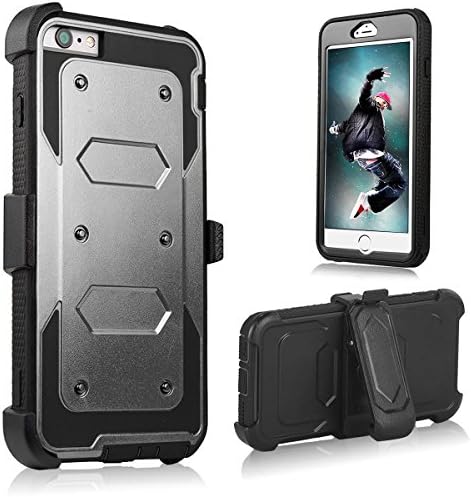 iPhone 6S Case,iPhone 6 Case,PELAPOLA Hybrid Rugged Combo Heavy Duty Armor Holster Kickstand Defender with Locking Belt Swivel Clip Full-body Protective Cover For iPhone 6S/iPhone 6(Grey)