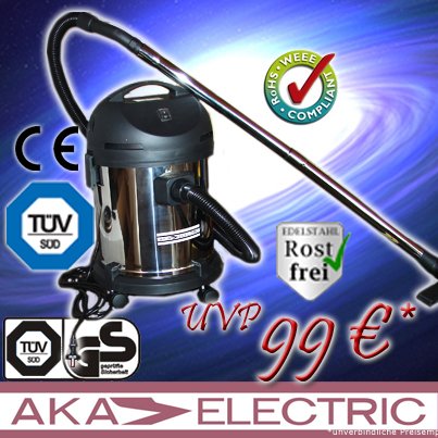 AKA ELECTRIC Industriesauger Staubsauger Naßsauger Nasssauger Trockensauger Waschsauger Neu 25 Liter Sonderpreis!!!!