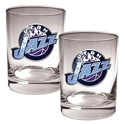 Utah Jazz NBA 2pc Rocks Glass Set - Primary Logo by Great American Products