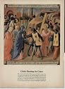 Fra Angelico's "Christ Bearing the Cross", The scroll above quotes Isaiah: "He is brought as a lamb to the slaughter." Below is a paraphrase of John's Gospel: "Bearing his cross Christ went forth and came unto a place called Calvary." ..... 1946 LIFE Magazine Picture, A3708A.