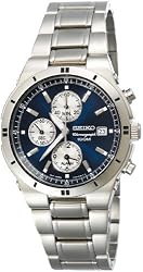 Seiko Men's SNA695 Alarm Chronograph Silver-Tone Watch