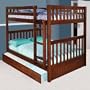 Merlot Full Full Mission Bunk with Trundle, 5 Drawer Chest and Entertainment Console