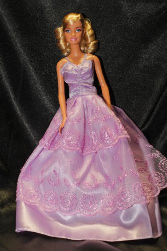 Purple Barbie Sized Doll Gown